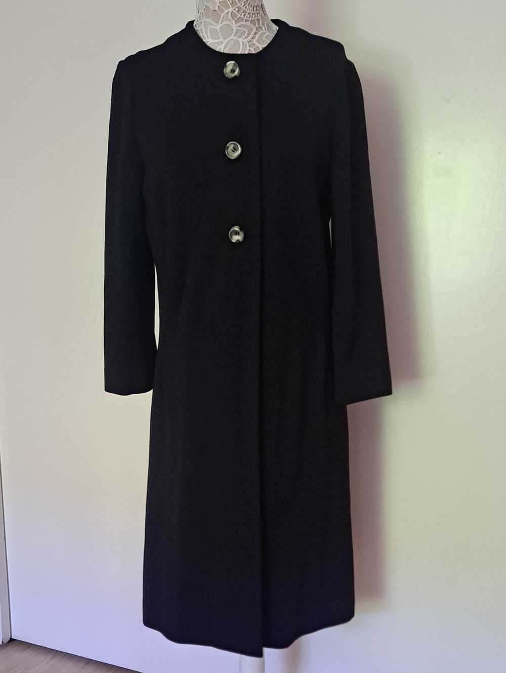 Dalton Black Long Coat - 100% Pure Virgin Wool [READ DESCRIPTION]